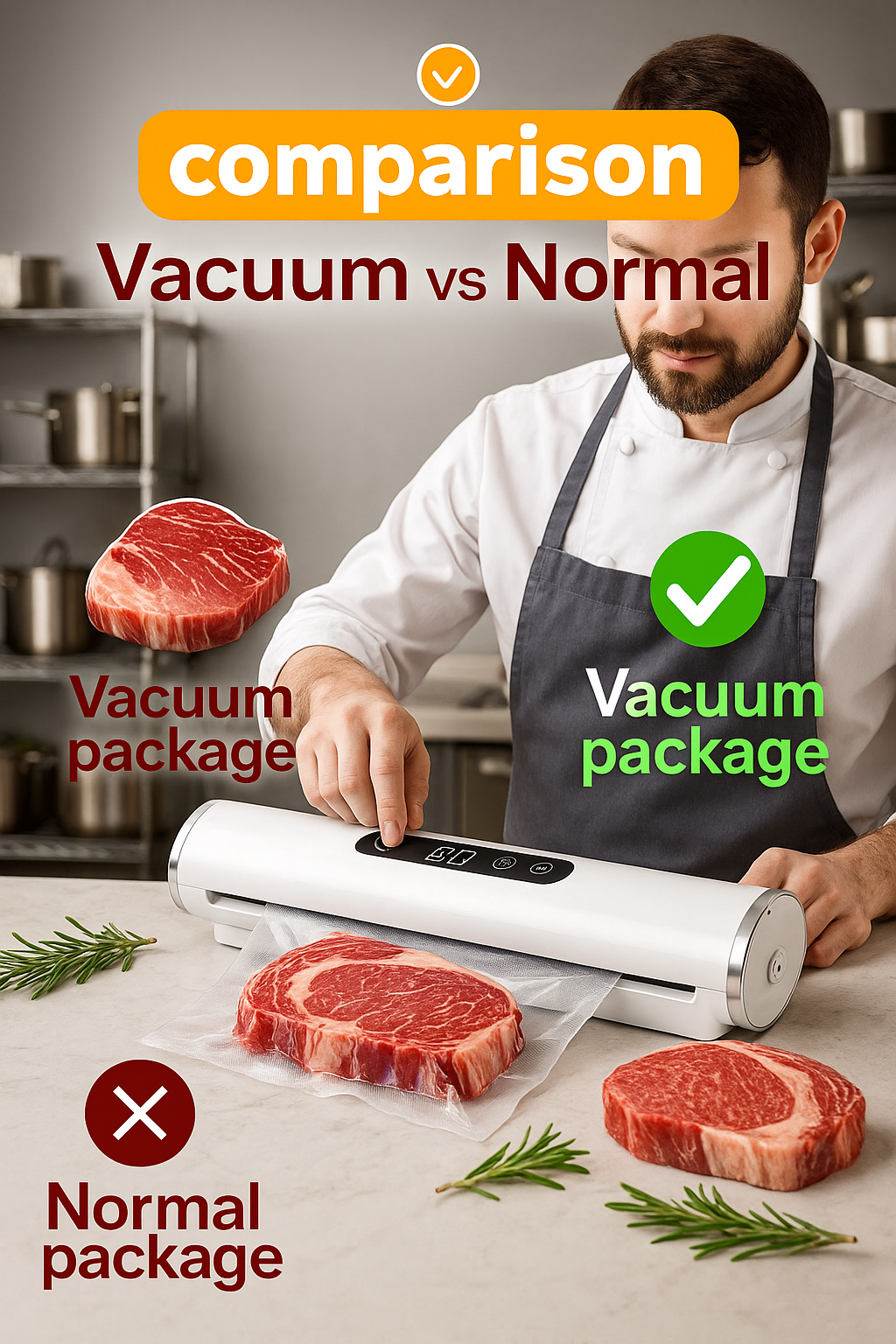 Multi-Mode Electric Food Vacuum Sealer Machine | Freshness Lock for Meat, Vegetables & Sous Vide – 30cm Seal Length