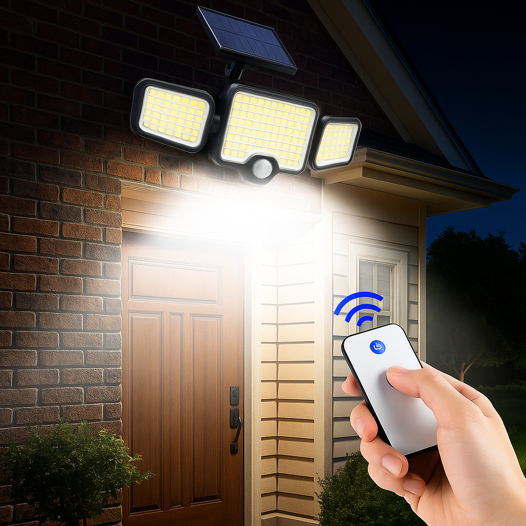 234LED Solar Motion Sensor Flood Light with Remote | IP65 Waterproof Outdoor Security Light for Garden, Wall & Driveway