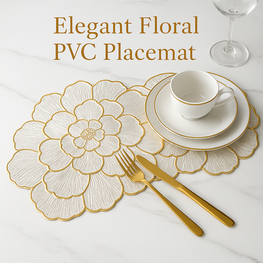 PVC Floral Placemat – Elegant Heat-Resistant Table Mat for Dining & Home Decor