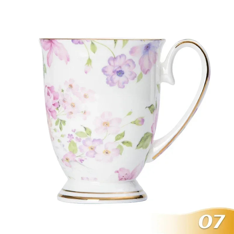 Vintage Floral Ceramic Coffee Mug – Elegant Handgrip Cup for Home & Office