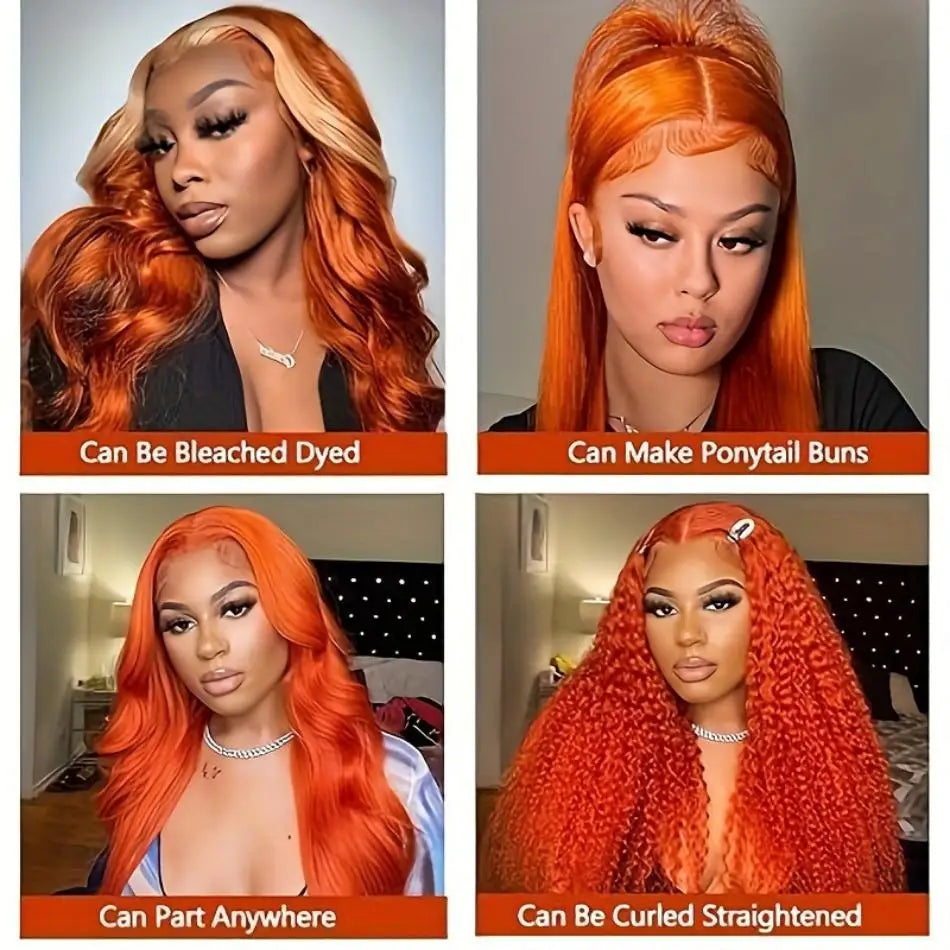 Orange Ginger 13x4 13x6 Body Wave Lace Front Wig 30 Inch Brazilian Human Hair