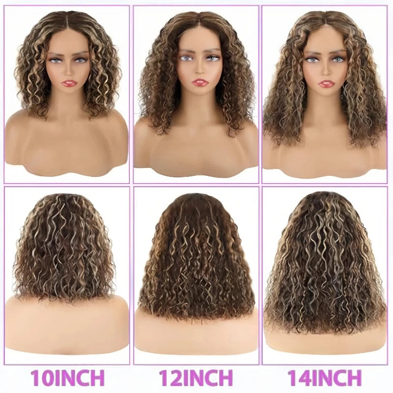 Deep Wave Bob Wig – 5x5 HD Lace Front, Glueless, 4/27 Ombre Highlight, 220% Density Human Hair