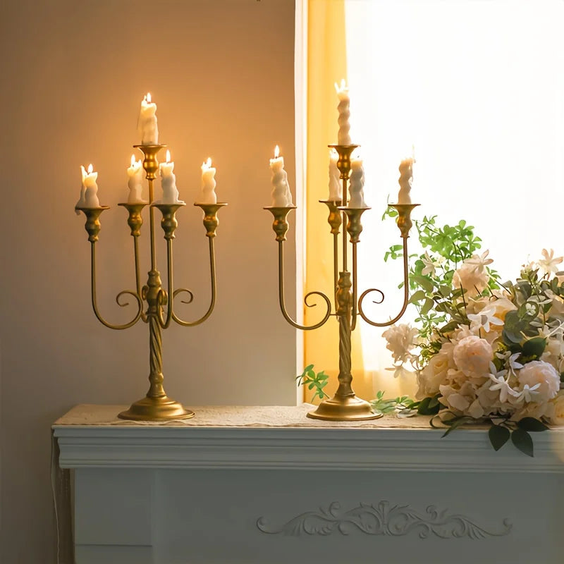 5-Arm Metal Candelabra Candle Holder – 19.6" Tall Decorative Candle Stand for Weddings, Events & Holidays