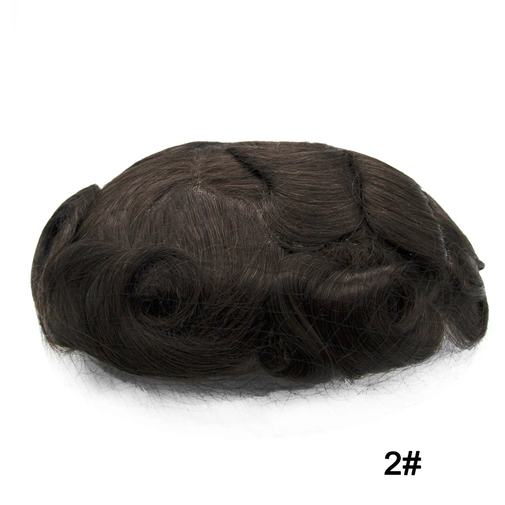 Men's Human Hair Toupee – Lace & PU Base, Straight, 6x8 / 7x9 / 8x10