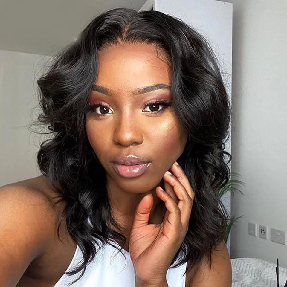 Body Wave Bob Wig 13x6 Transparent Lace Frontal Brazilian Human Hair Wig – Virgin Remy, 180% Density