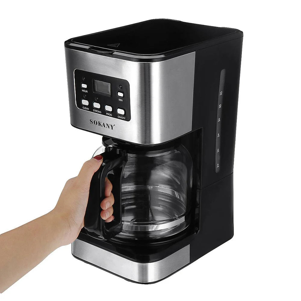 SK 950W Electric Drip Coffee Maker — Semi-Automatic Stainless Steel Machine for Home & Office