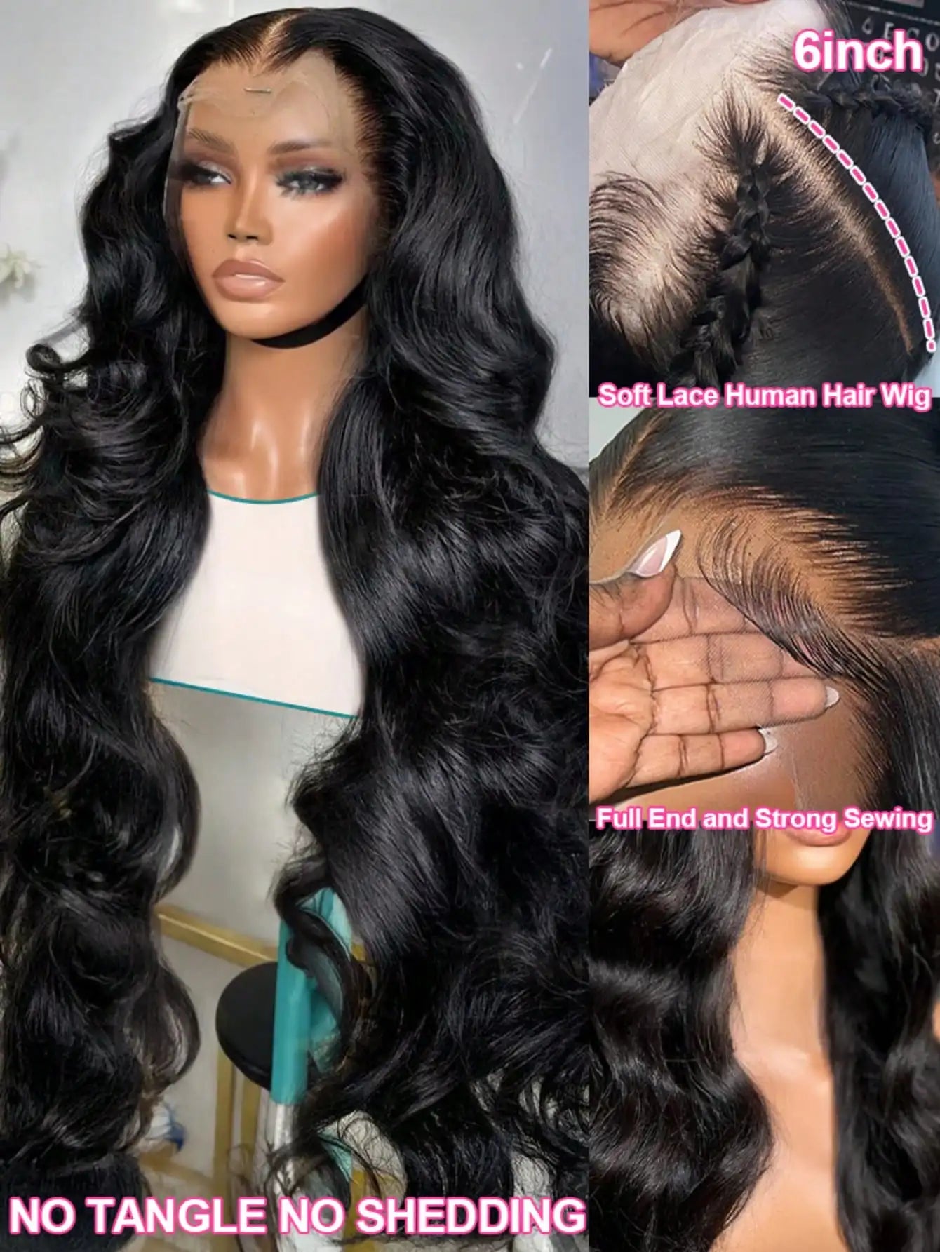 200 Density Brazilian Remy Body Wave Lace Front Wig | Transparent Swiss Lace (13x6 / 13x4)