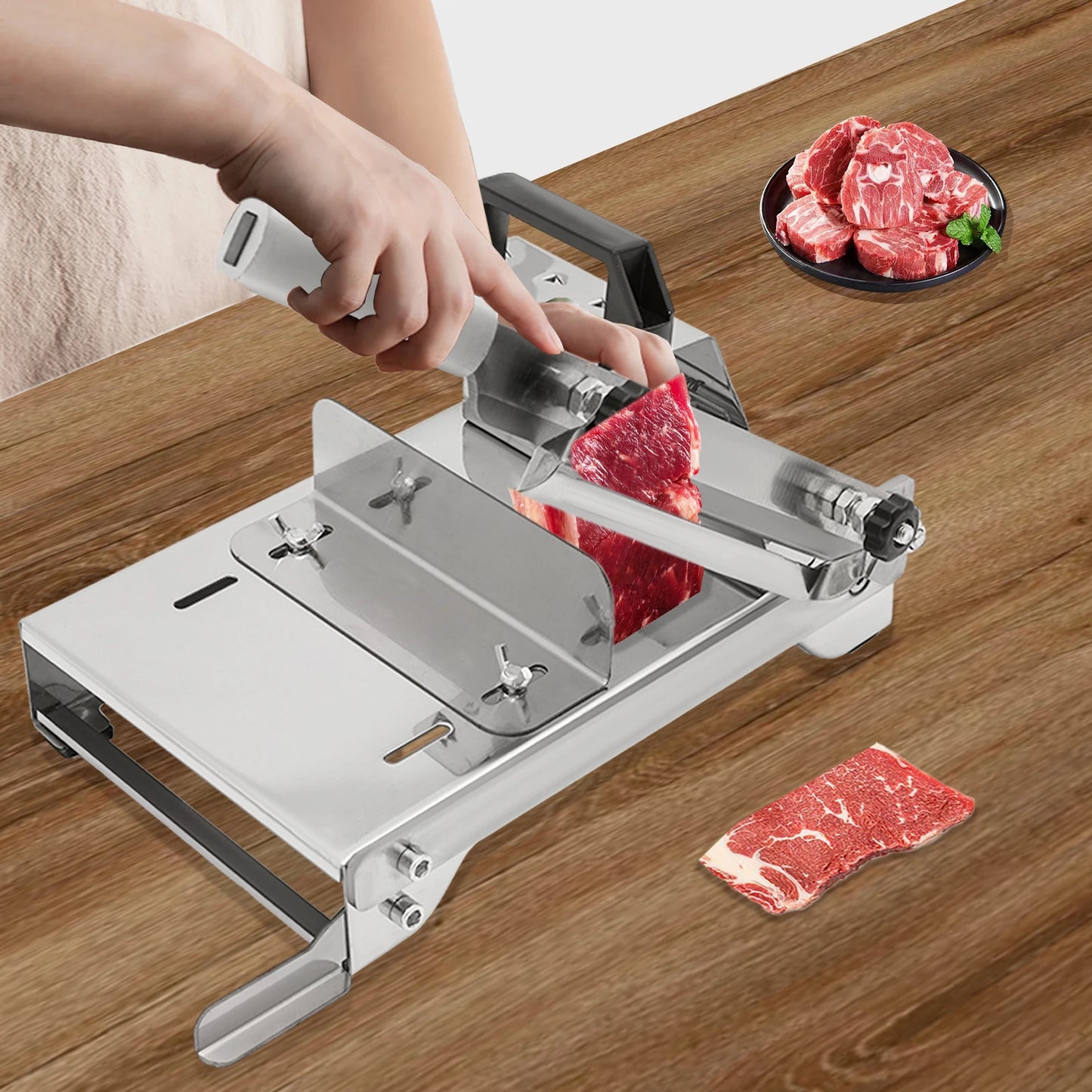 Manual Frozen Meat Slicer,Stainless Steel Meat Cutter,Meat Chopper Slicer Suitable for Meat,Vegetables,Frozen Meat