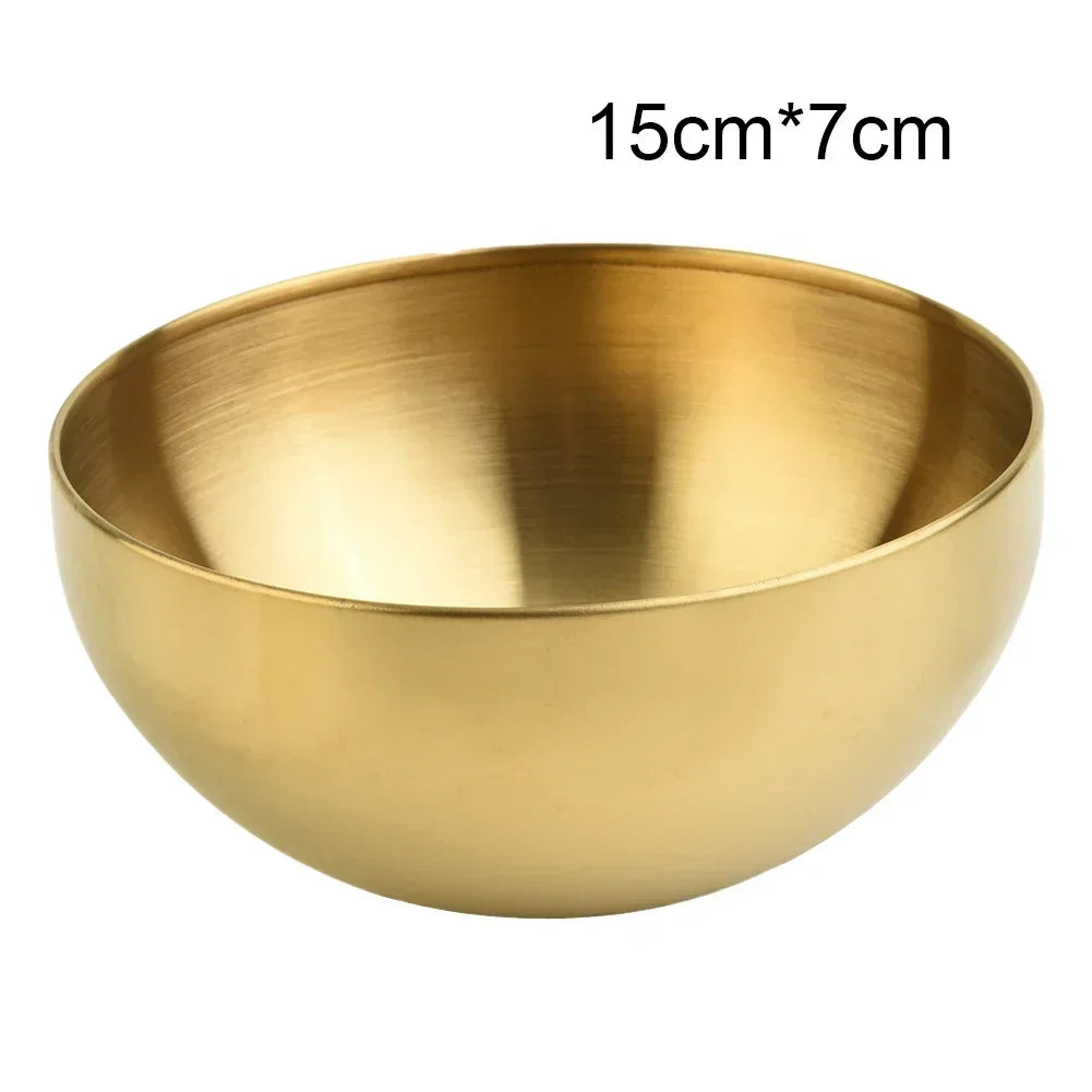 Gold & Silver Stainless Steel Bowl – Fruit, Salad & Ramen Tableware