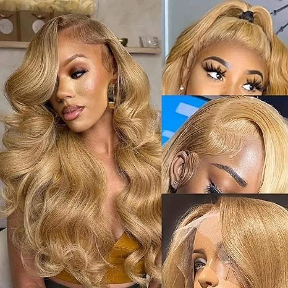 #27 Honey Blonde Body Wave 13x6 HD Lace Front Human Hair Wig (250 Density, Brazilian Remy)