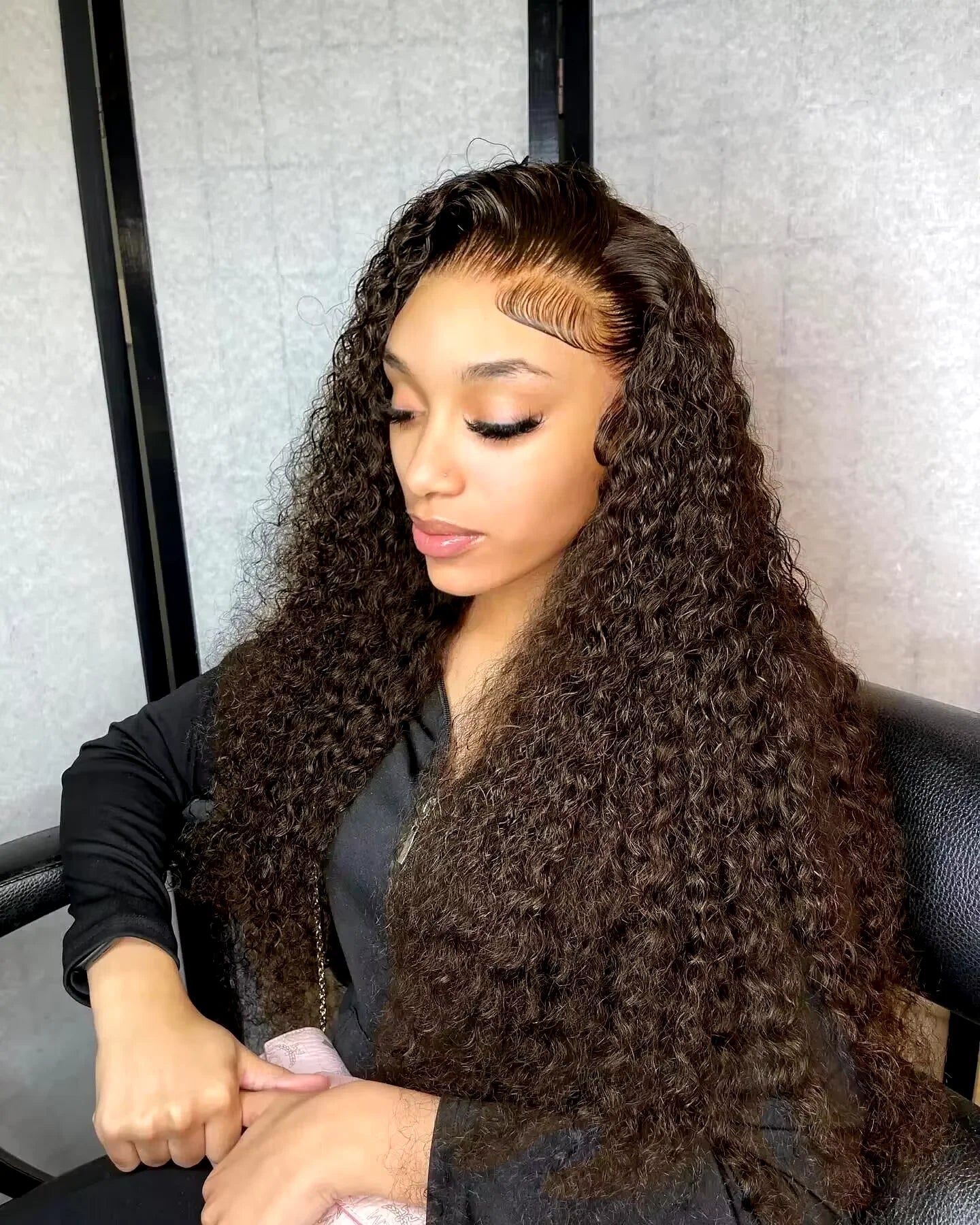 Deep Curly Chocolate Brown HD Lace Frontal Wig – 13x4 / 13x6 Virgin Brazilian Human Hair (30–36 Inch)