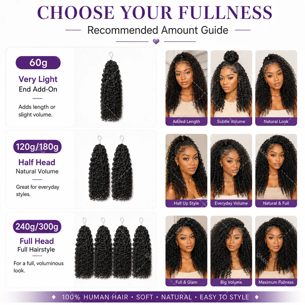 Kinky Curly Miracle Knot Crochet Hair Extensions – 100% Remy Human Hair