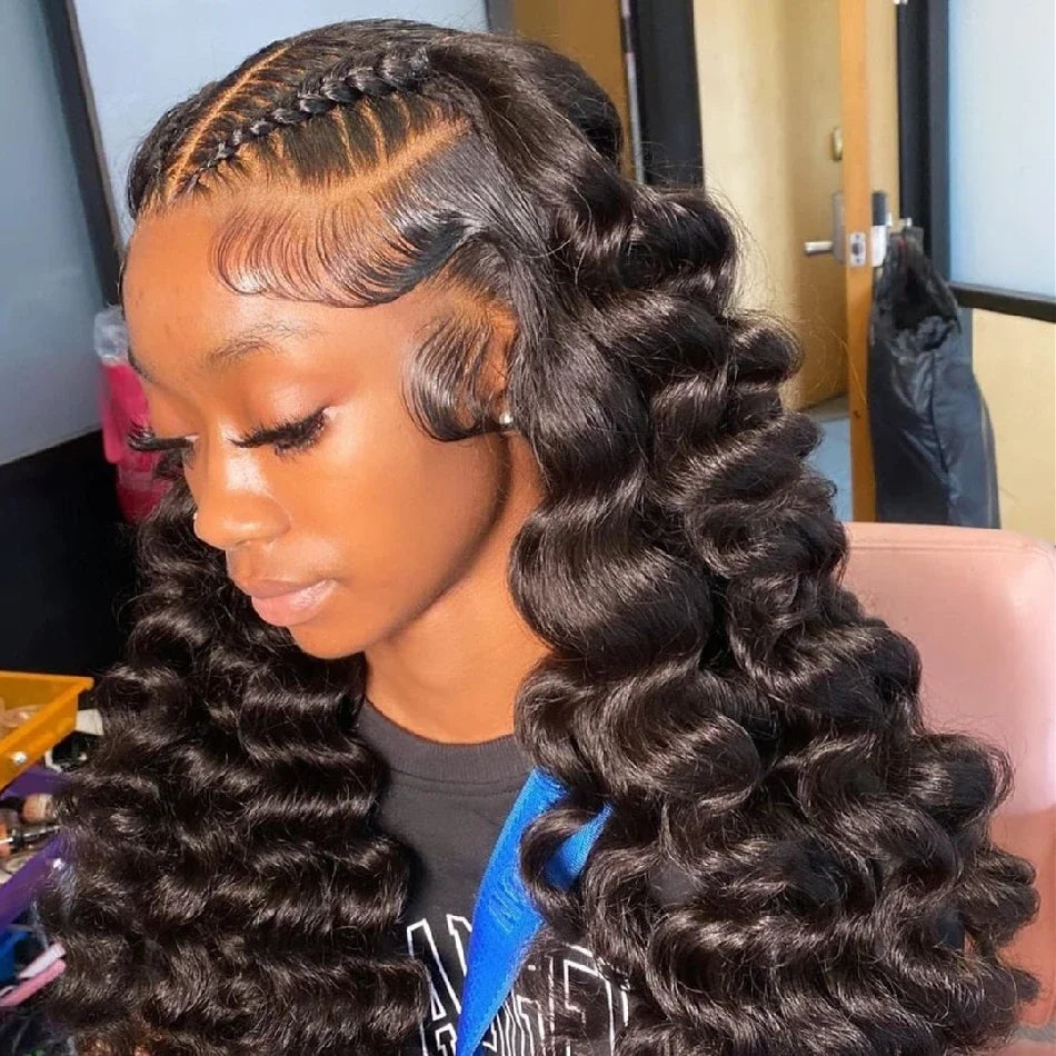 HD 13x6 Loose Natural Wave Lace Front Human Hair Wig – 250% Density, 30–40 Inch, Transparent Full/Frontal Lace