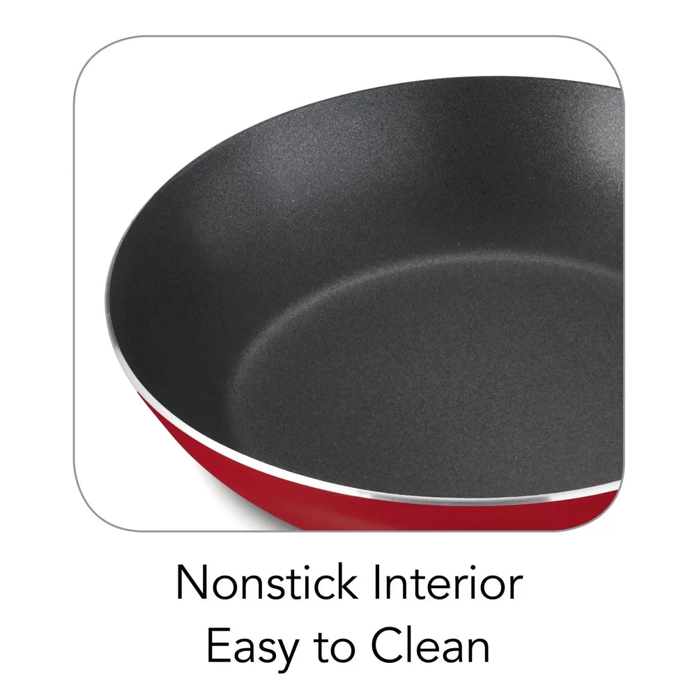 9-Piece Nonstick Cookware Set – Easy Clean Aluminum Pots & Pans with Tempered Glass Lids, Stackable Design for Everyday Cooking