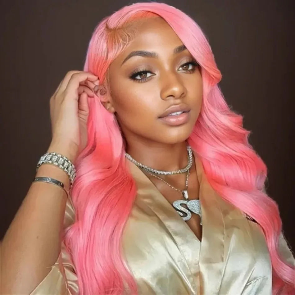 Pink Body Wave 13x6 HD Lace Front Human Hair Wig 30 Inch – 250% Density Brazilian Remy Hair