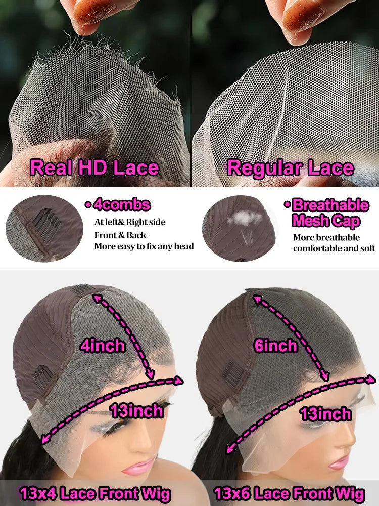 200% Density Loose Wave 13x6 HD Lace Front Wig (13x4 Option) – Brazilian Remy Human Hair, 30–40 Inch