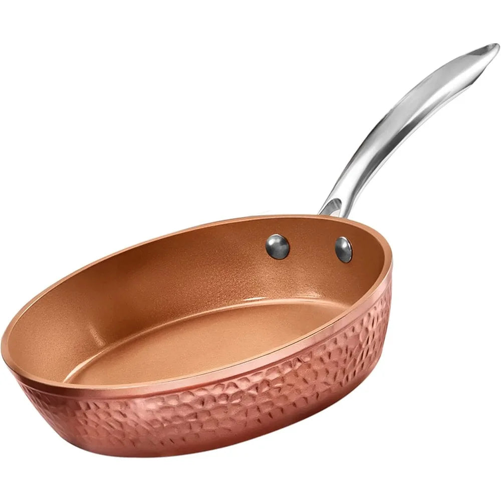Gotham Steel 14" Hammered Copper Frying Pan – Nonstick Ceramic, Induction Base
