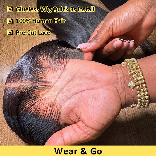 Bone Straight 13x6 HD Transparent Lace Front Wig (Wear & Go Glueless, 200% Density) – 30/34/40 Inch