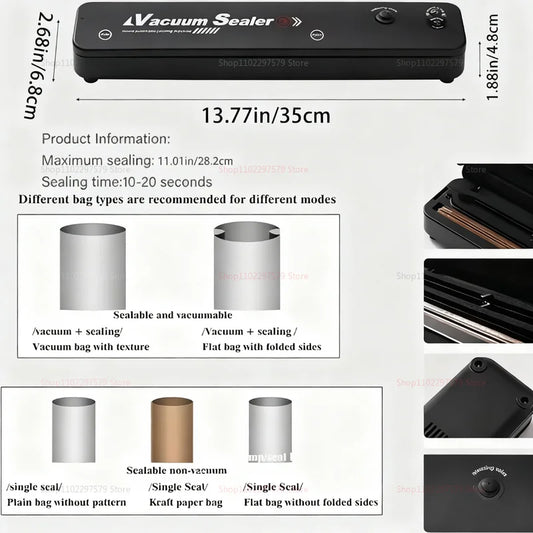2026 Vacuum Sealer Machine | 2-in-1 Food Saver with Dual Modes – Keep Food Fresh Longer