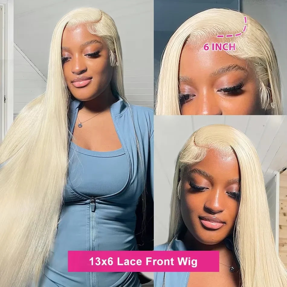 613 Blonde 13×6 HD Lace Front Human Hair Wig – 220% Density Straight Brazilian Hair