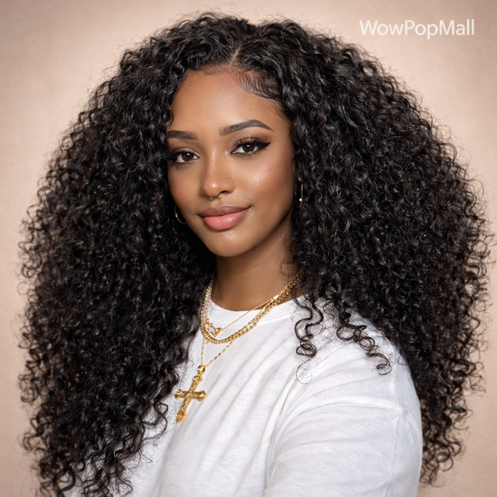 3-in-1 Drawstring Glueless Half Wig (Flip-Over Part) | 100% Remy Human Hair | Deep Wave Water Curly 18–24"