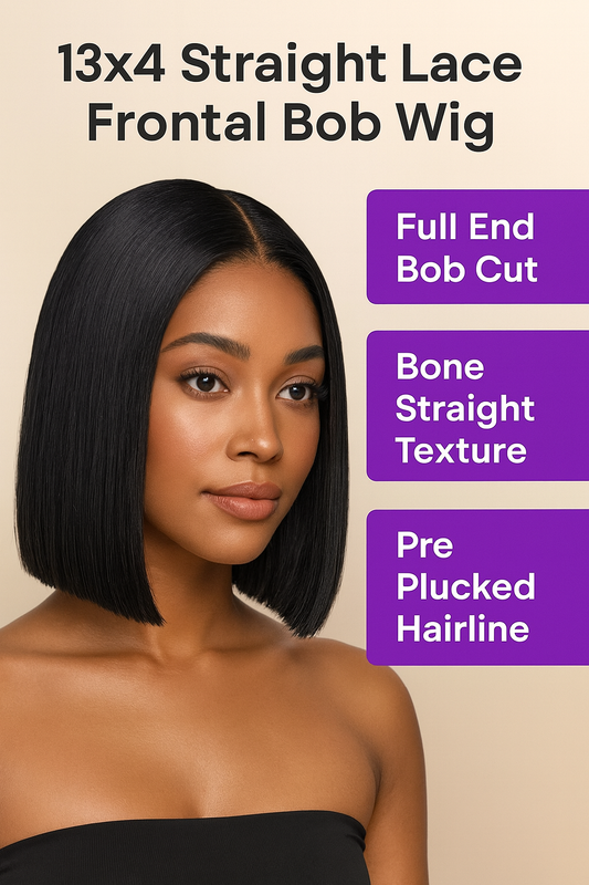 Bone Straight Short Bob Wig | 13x4 Lace Front | Pre-Plucked | 100% Remy Human Hair (14 Inch)
