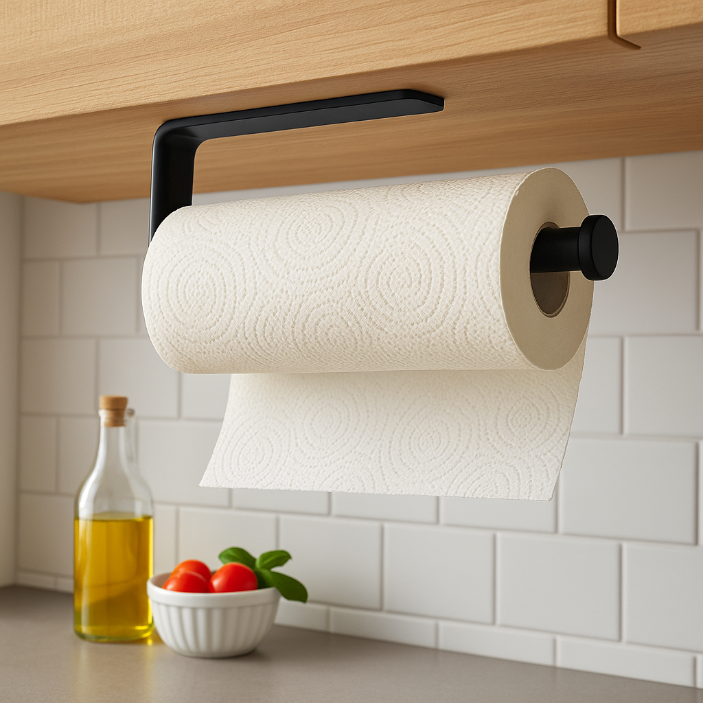Adhesive Paper Towel Holder – Wall & Cabinet Mount Kitchen Tissue Rack for Home & Bathroom