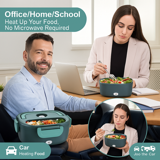 1.5L Electric Heated Lunch Box – 60W Portable Food Warmer for Car, Office & Home | Leak-Proof Stainless Steel Bento