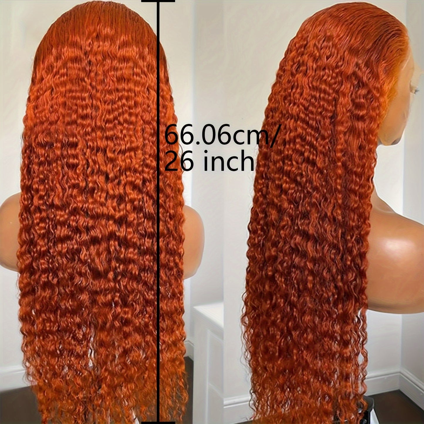 250% Density Ginger Orange Curly HD Transparent Lace Front Human Hair Wig (13x6 / 13x4, Brazilian Remy, 26”+)