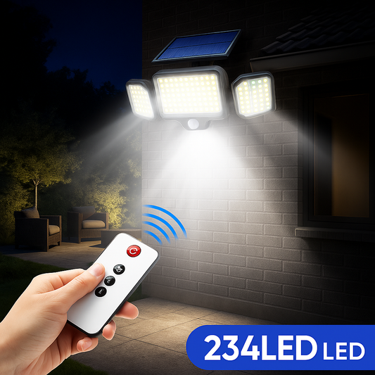 234LED Solar Motion Sensor Flood Light with Remote | IP65 Waterproof Outdoor Security Light for Garden, Wall & Driveway