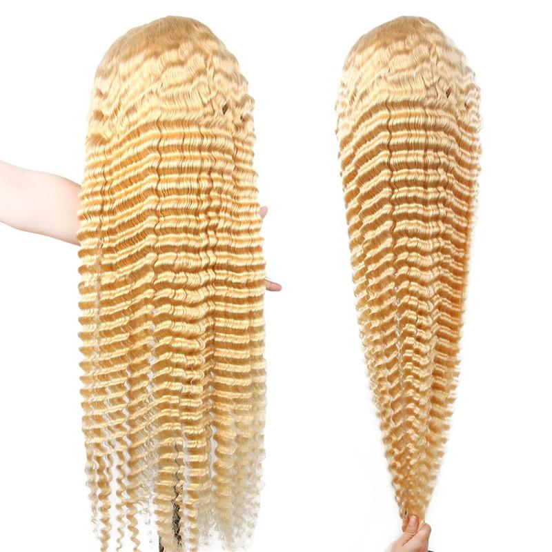 613 Blonde Deep Wave 13x6 HD Lace Front Wig (250 Density, Pre-Plucked) – Brazilian Remy Human Hair