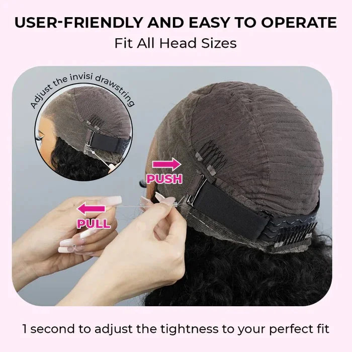 Invisi Strap HD 360 Full Lace Deep Curly Human Hair Wig – Glueless, Pre-Cut, 250% Density