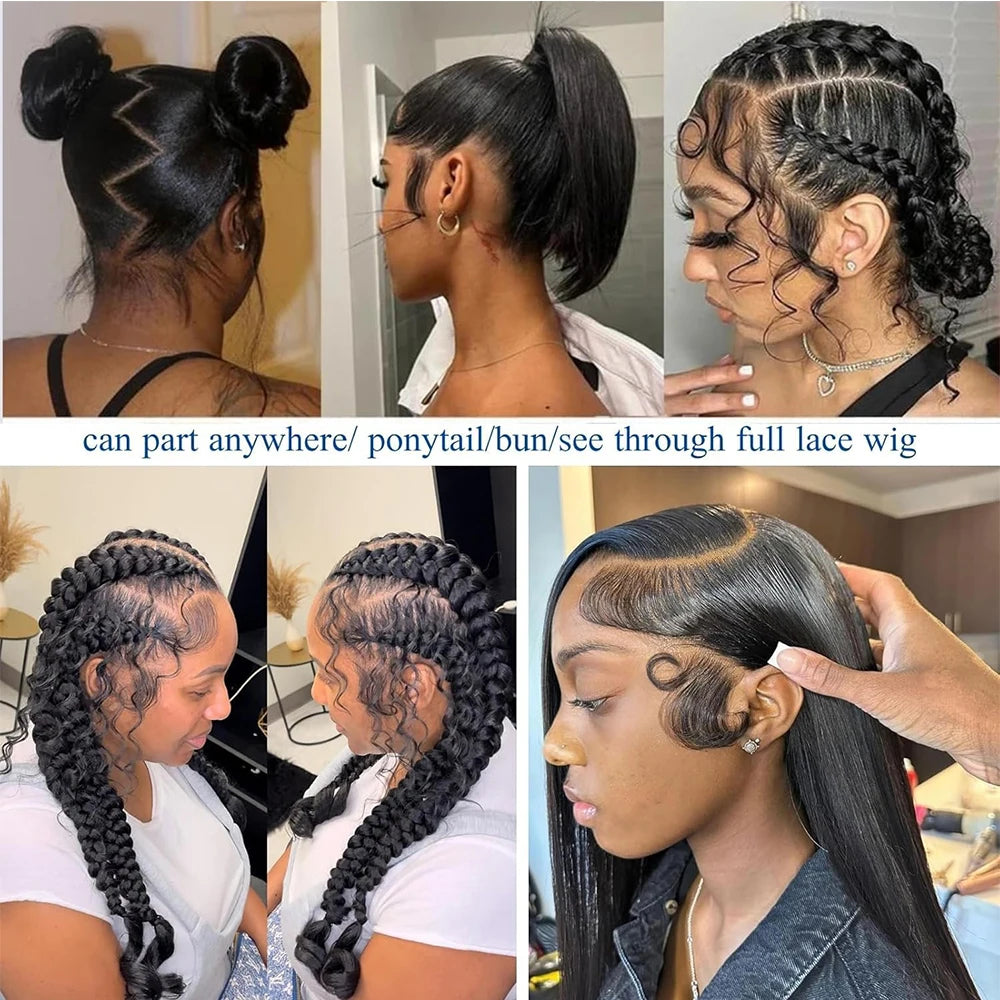 Straight Full Lace Human Hair Wig, HD Transparent Swiss Lace · 250% Density · 26+ Inch