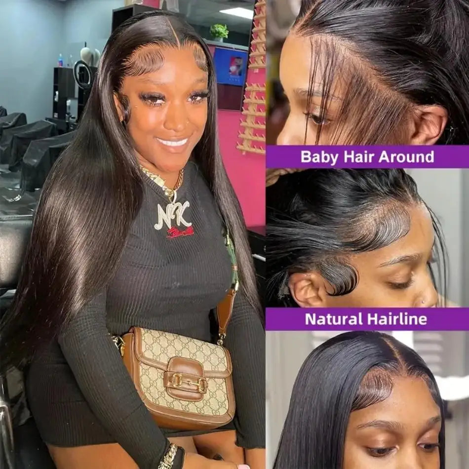 Glueless Bone Straight HD Lace Front Wig – Transparent Lace (4x4 / 5x5 / 13x4 / 13x6) Brazilian Remy Human Hair