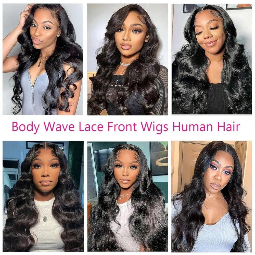 40 Inch Body Wave Human Hair Lace Front Wig – 200% Density, Pre-Plucked Hairline, 13×4 & 13×6 HD Lace Front