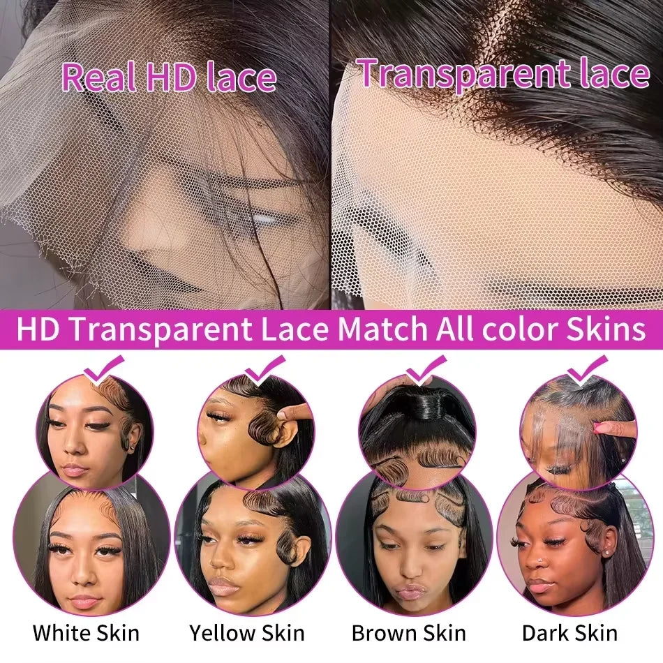 14 & 16 Inch HD Transparent Bone Straight Bob Lace Wig – 4x4 / 5x5 / 13x4, 250% Density, Natural Black