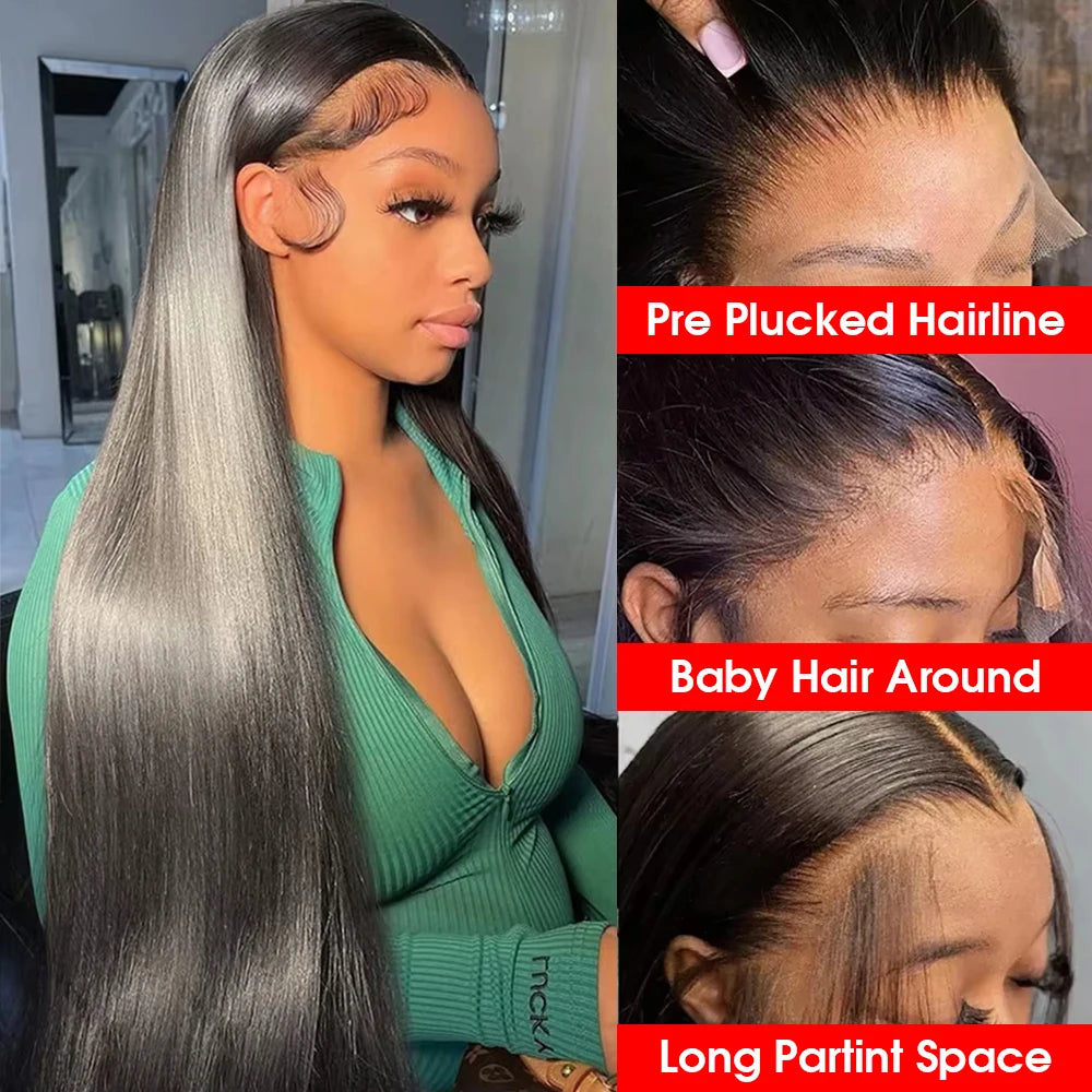 40" Bone Straight Glueless HD Lace Front Wig (13x6) | 100% Remy Brazilian Human Hair | Pre-Cut No-Glue