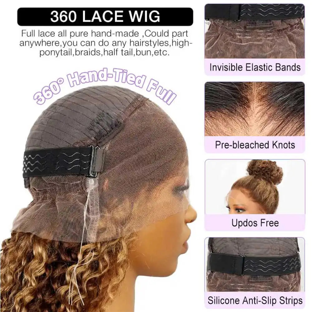 Invisi Strap 360 Full HD Lace Frontal Wig – 30" Deep Wave (250 Density) Chocolate Brown Brazilian Remy Human Hair