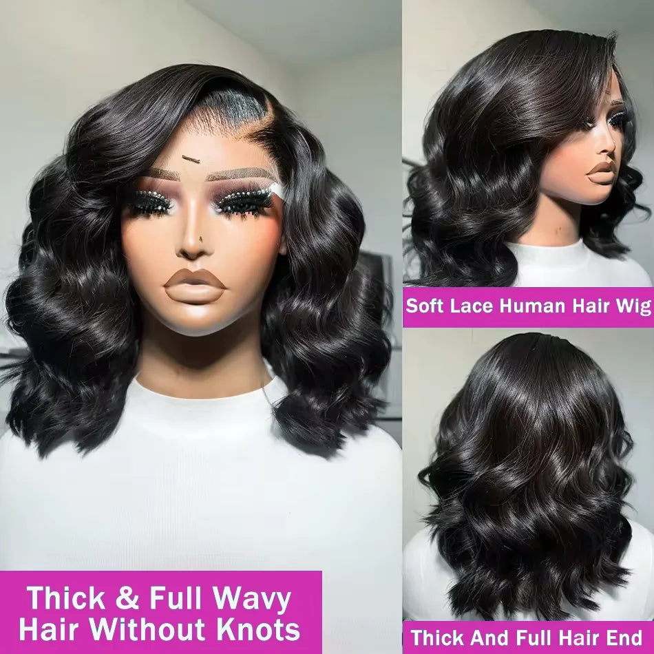 250% Density Body Wave HD Lace Frontal Bob Wig (13x4) – Glueless Brazilian Remy Human Hair