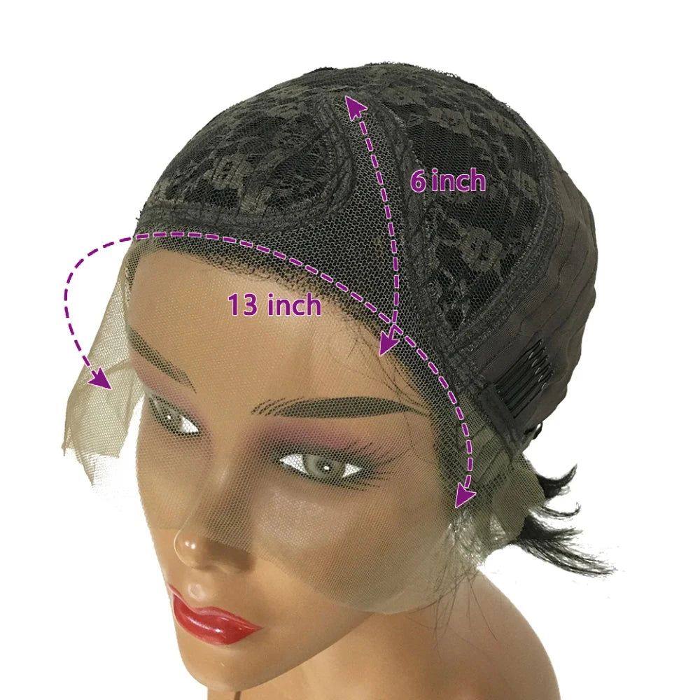 13x4 HD Lace Frontal Wig Pixie Wut Wig Straight Human Hair Wigs T-Part Lace Black Wig Pre Plucked Pixie Cut Highlight Wig Hair