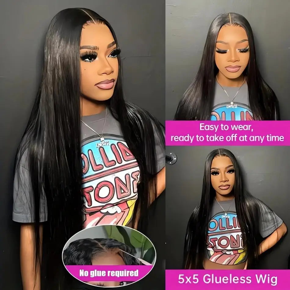 Glueless Bone Straight HD Lace Front Wig – Transparent Lace (4x4 / 5x5 / 13x4 / 13x6) Brazilian Remy Human Hair