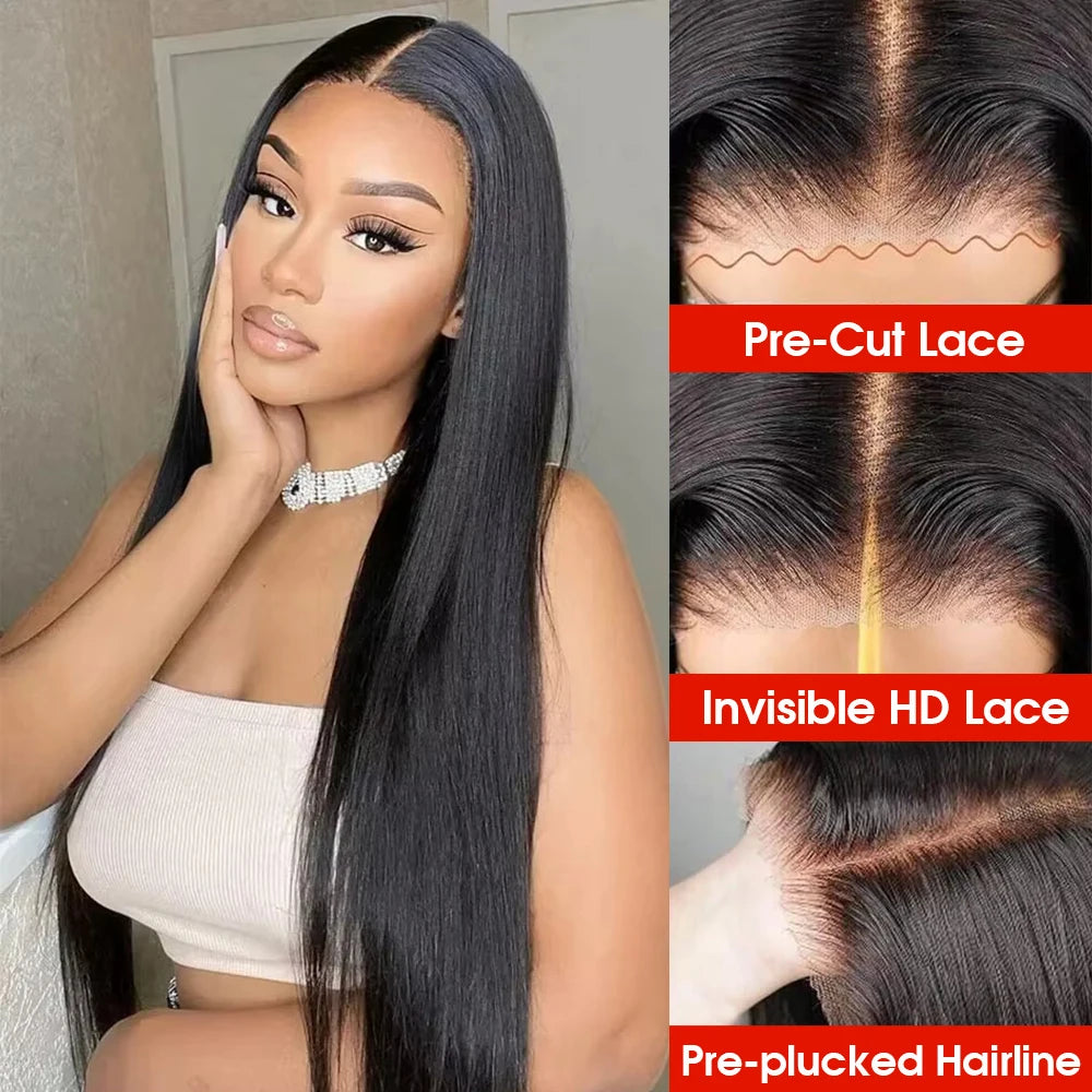 40" Bone Straight Glueless HD Lace Front Wig (13x6) | 100% Remy Brazilian Human Hair | Pre-Cut No-Glue