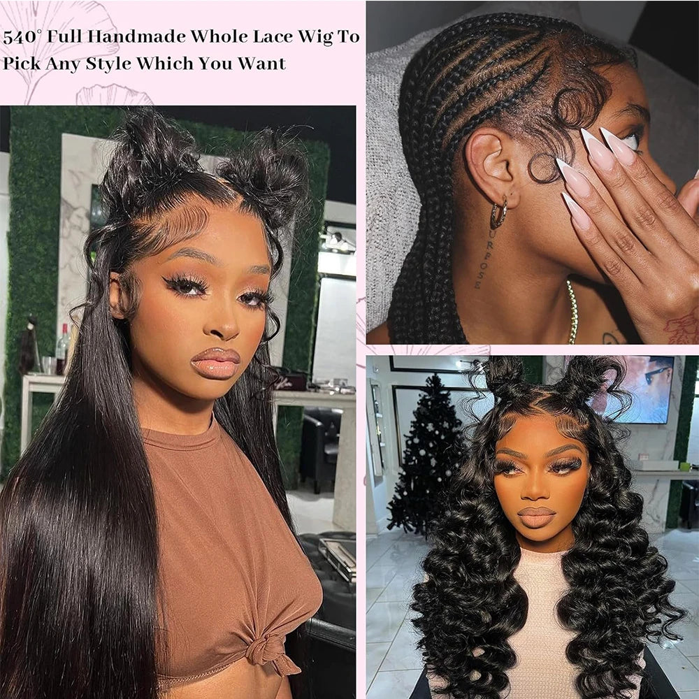 Straight Full Lace Human Hair Wig, HD Transparent Swiss Lace · 250% Density · 26+ Inch