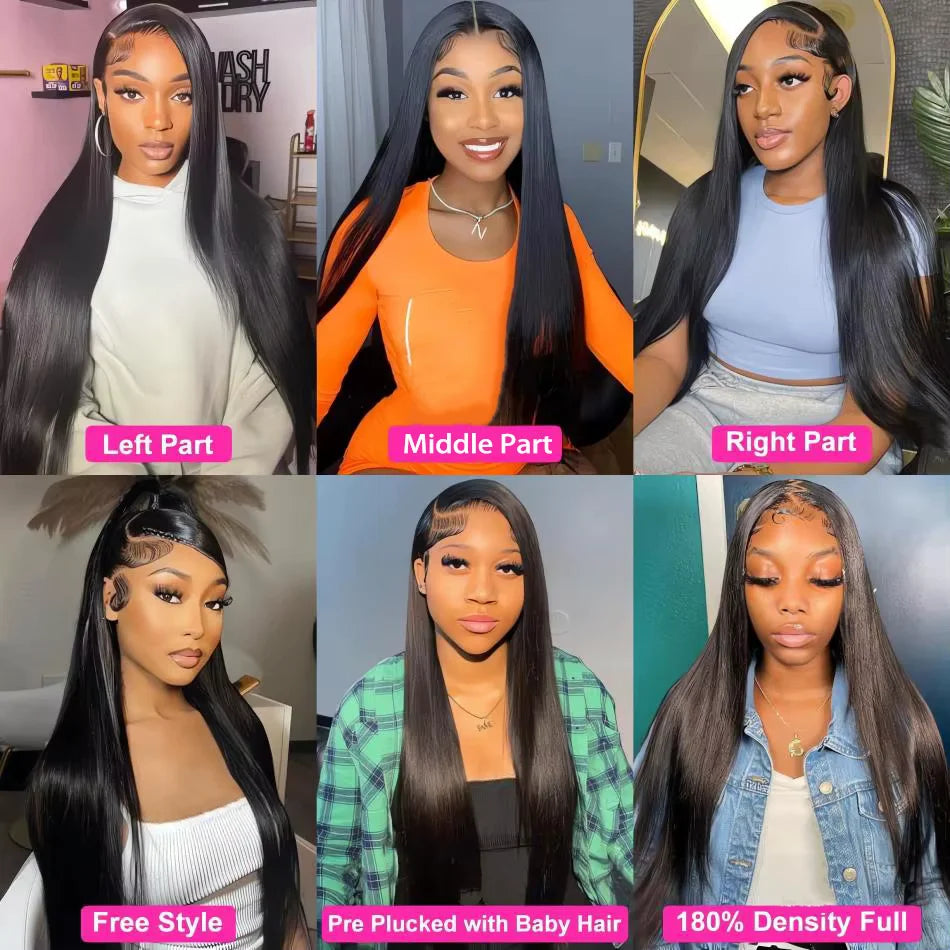 Glueless Bone Straight HD Lace Front Wig – Transparent Lace (4x4 / 5x5 / 13x4 / 13x6) Brazilian Remy Human Hair