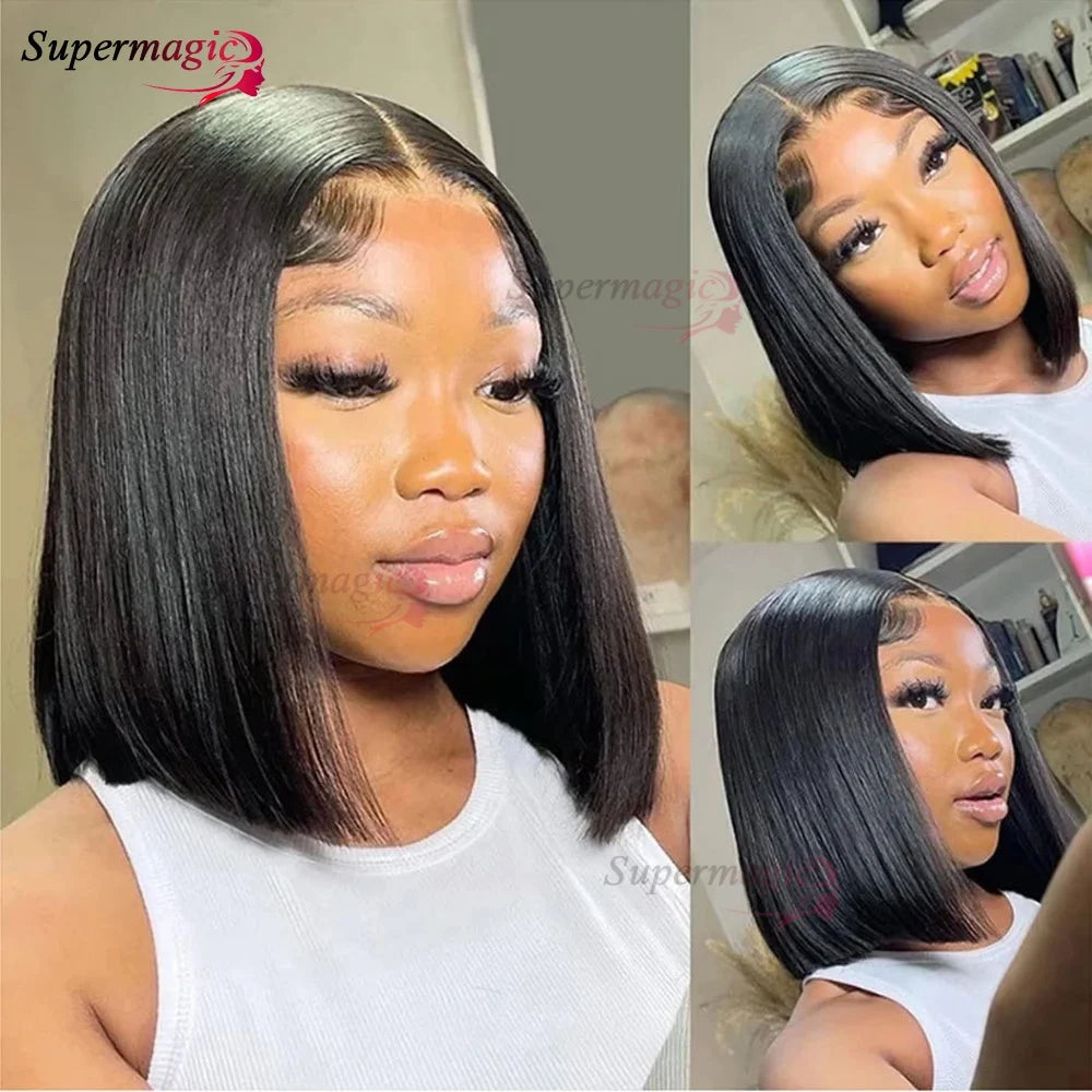 300% Density 13x4 Transparent Lace Frontal Straight Bob Wig – Raw Vietnamese Human Hair Wig for Women