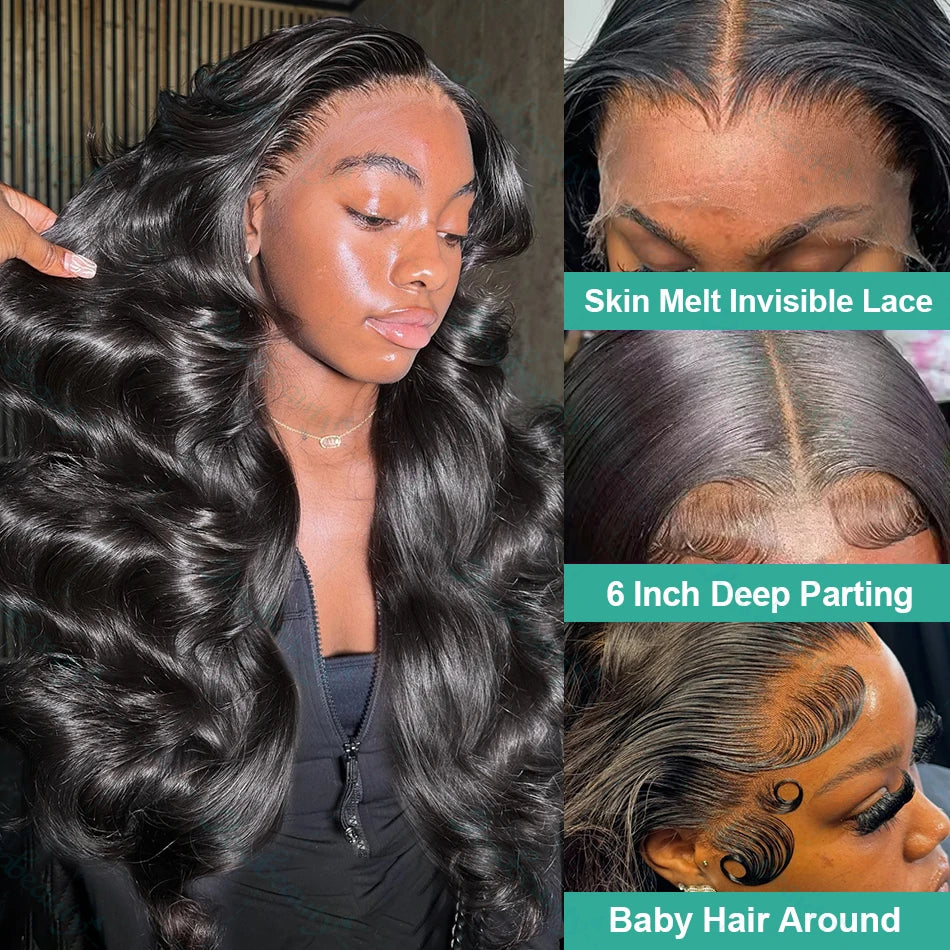 13x6 HD Lace Front Body Wave Human Hair Wig – Glueless, 200% Density, 36" (Burmese Hair)