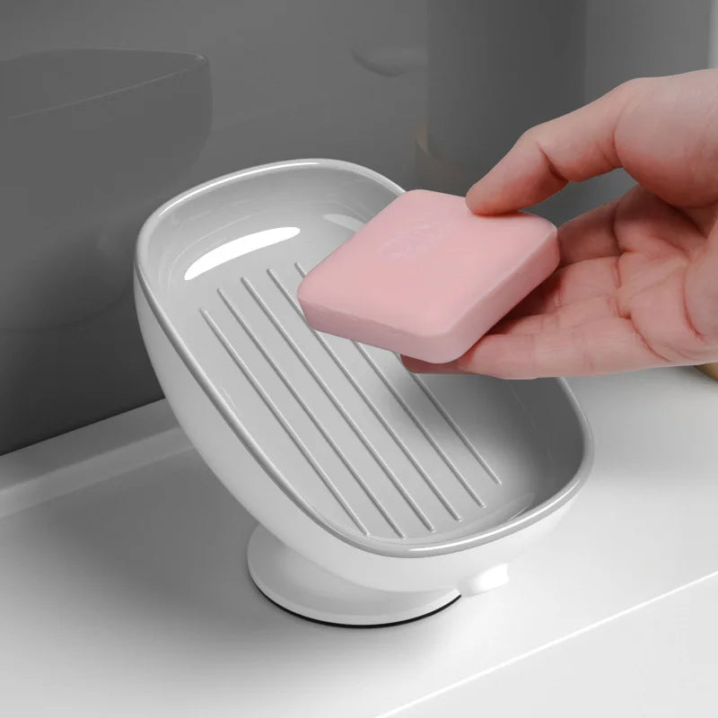 Drainable Suction Cup Soap Dish – Rust-Proof Bathroom & Kitchen Sink Holder, Easy Clean, Luxury Design | Wow Pop Mall