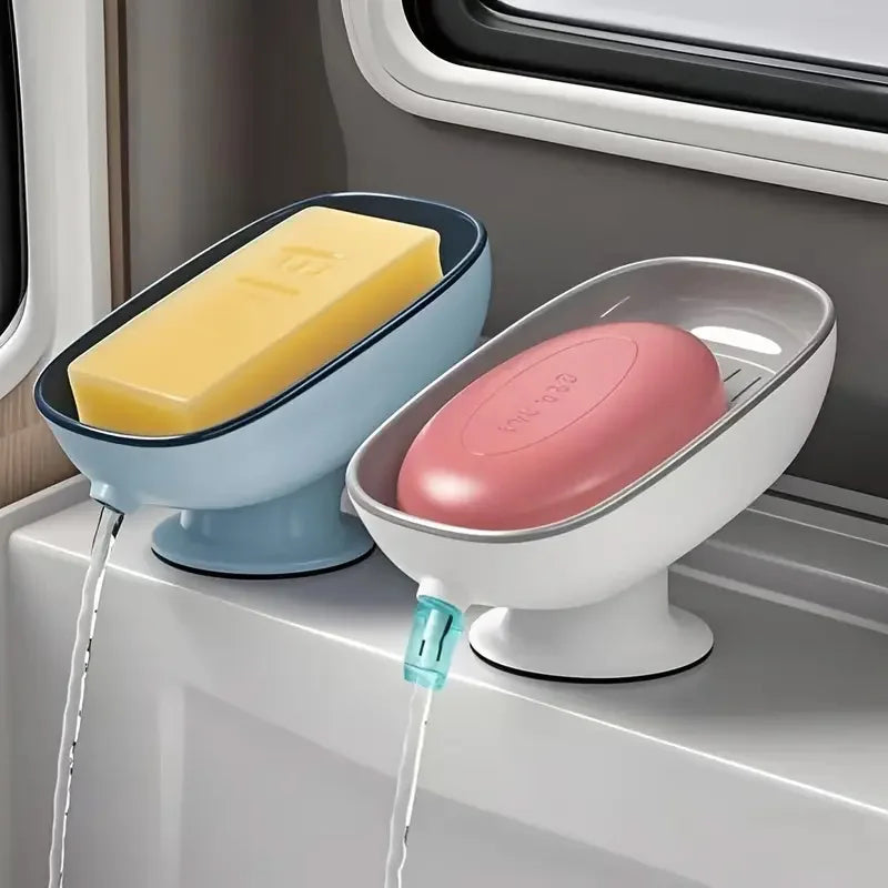 Drainable Suction Cup Soap Dish – Rust-Proof Bathroom & Kitchen Sink Holder, Easy Clean, Luxury Design | Wow Pop Mall