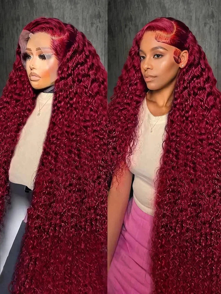 99J Burgundy Deep Curly 13x6 HD Lace Front Human Hair Wig