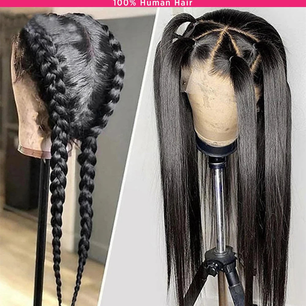 Straight Full Lace Human Hair Wig, HD Transparent Swiss Lace · 250% Density · 26+ Inch